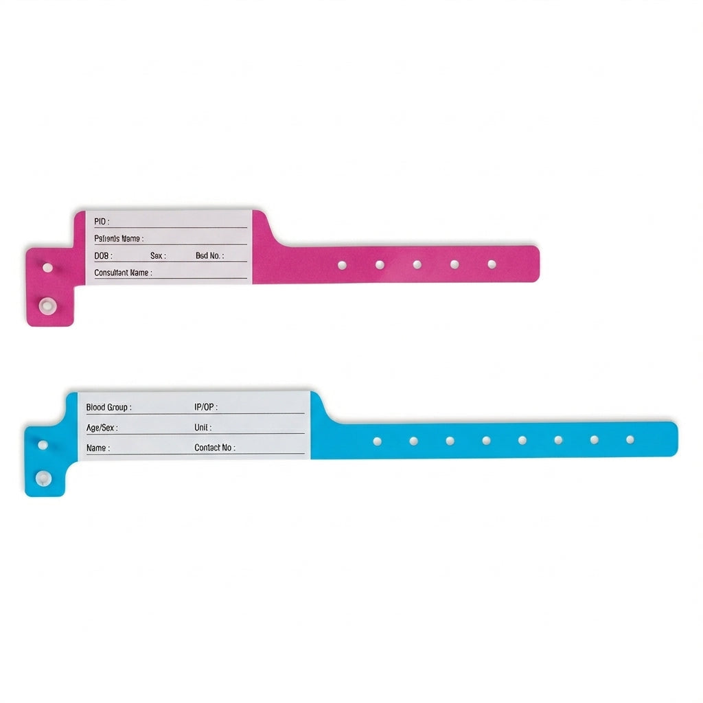 Mother & Baby Patient Identification Wristbands for Hospitals | Set of 500 Pcs (Blue 250 + Pink 250) | Newborn ID Bands with Name, Blood Group, PID & Consultant Details | Custom Logo Printing Available