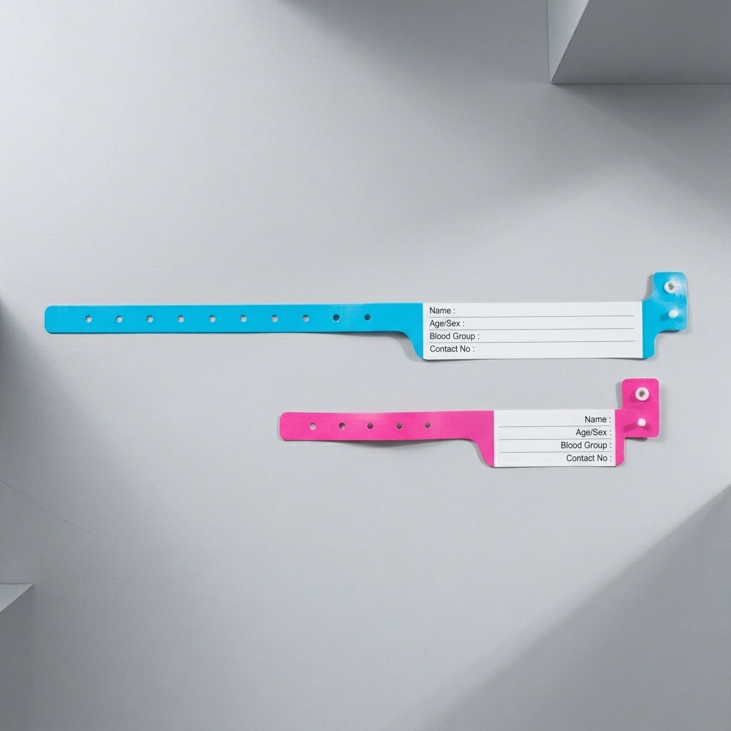 Mother & Baby Patient Identification Wristbands for Hospitals | Set of 500 Pcs (Blue 250 + Pink 250) | Newborn ID Bands with Name, Blood Group, PID & Consultant Details | Custom Logo Printing Available