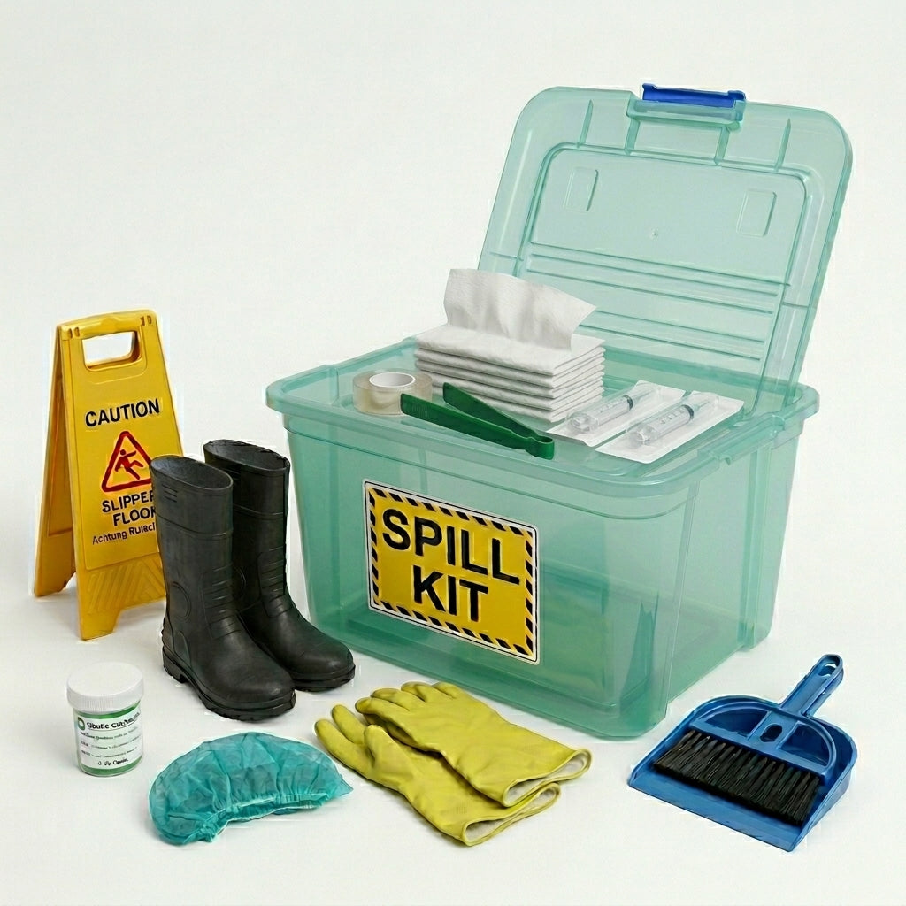 Medical Spill Kit for Hospitals & Healthcare Facilities | Complete Biohazard & Chemical Spill Cleanup Kit with PPE, Absorbents & Safety Signage