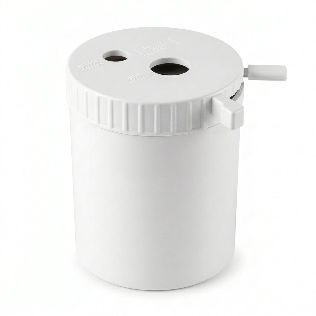 Manual Needle & Syringe Hub Cutter Destroyer for Hospitals | Safe No-Burn Needle Removal Device | ABS Plastic Sharps Waste Management Tool for Healthcare | WHO Compliant
