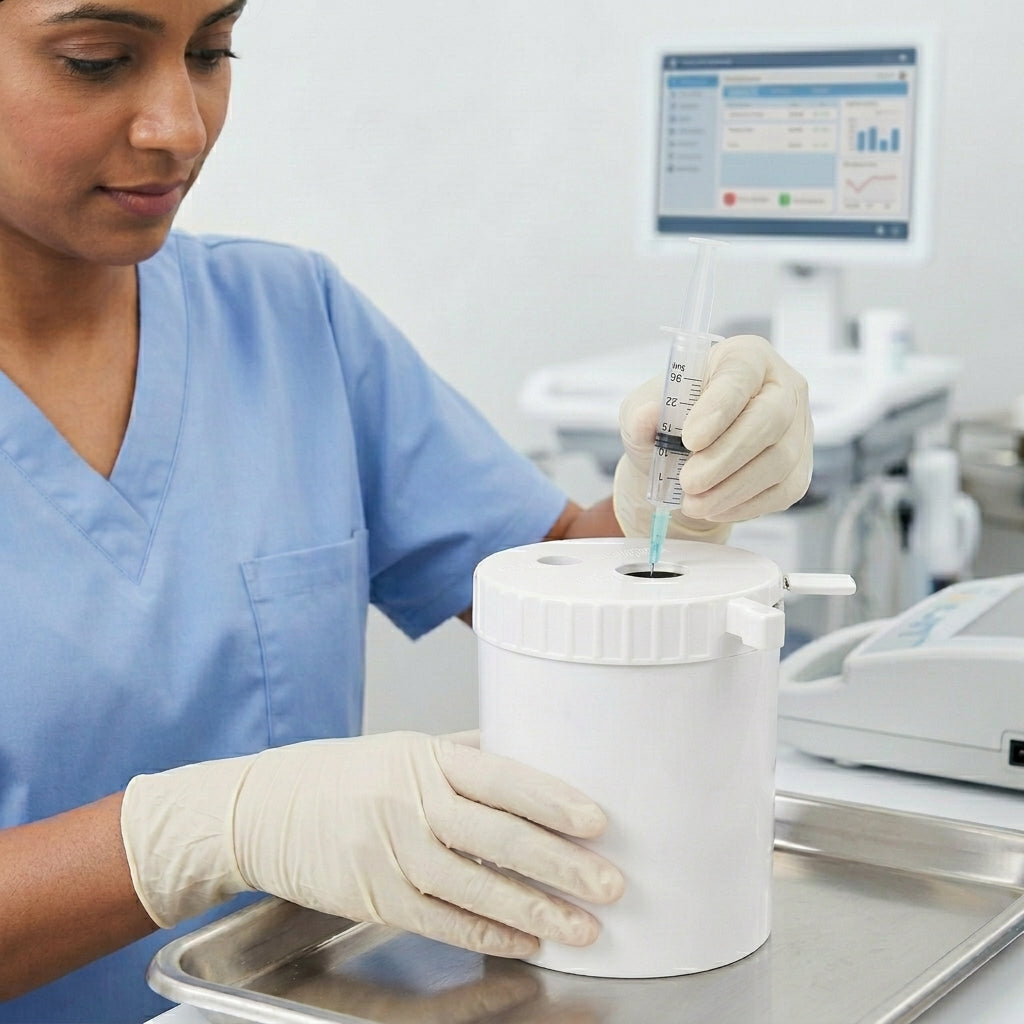 Manual Needle & Syringe Hub Cutter Destroyer for Hospitals | Safe No-Burn Needle Removal Device | ABS Plastic Sharps Waste Management Tool for Healthcare | WHO Compliant