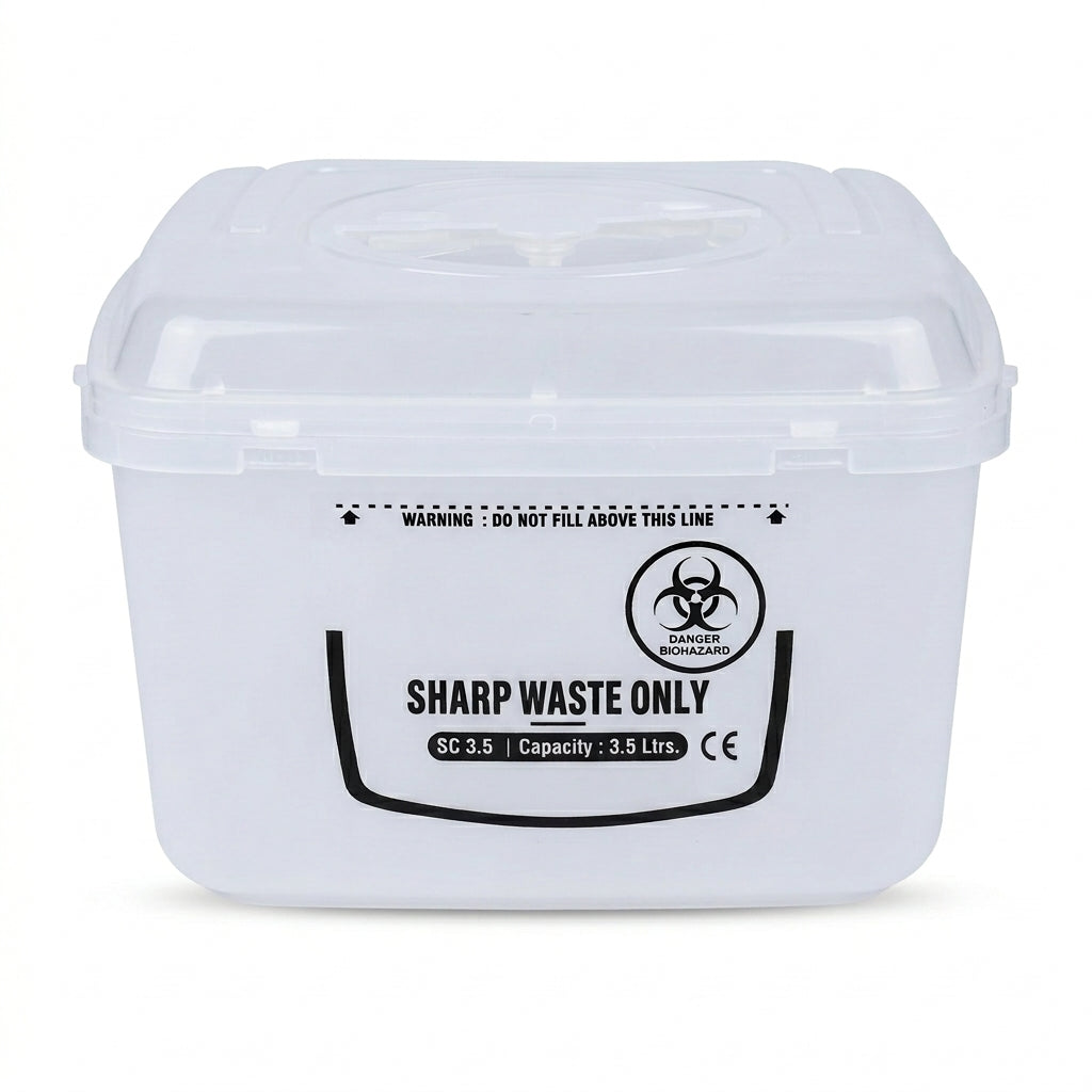 3.5 Litre Medical Sharps Waste Container for Hospitals & Healthcare | Puncture-Proof Biohazard Sharp Waste Disposal Box | CE Certified