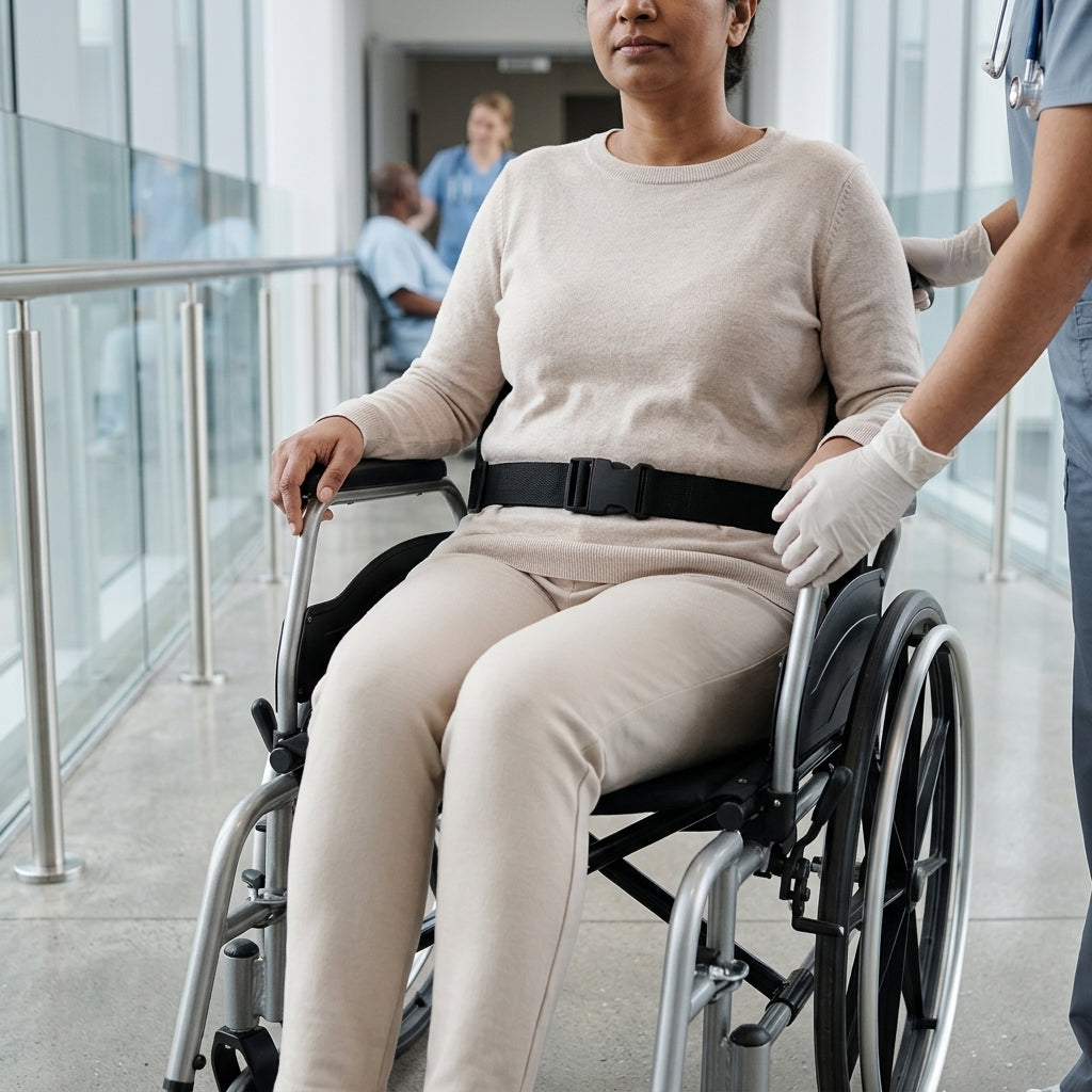 Hospital Patient Safety Belt for Wheelchair & Stretcher | Pack of 2 | Adjustable Quick-Release Buckle Restraint Belt for Safe Patient Transfer & Transport | NABH Fall Prevention Compliant