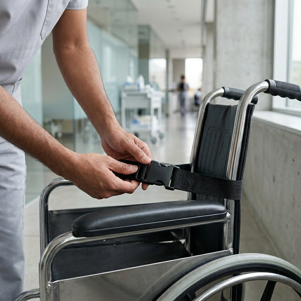 Hospital Patient Safety Belt for Wheelchair & Stretcher | Pack of 2 | Adjustable Quick-Release Buckle Restraint Belt for Safe Patient Transfer & Transport | NABH Fall Prevention Compliant