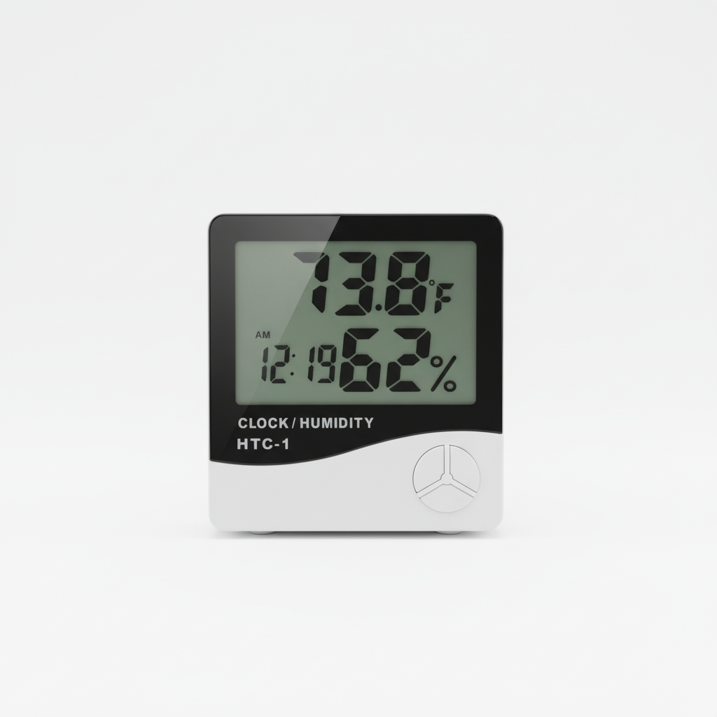 HTC-1 Digital Thermometer & Hygrometer for Hospitals | Temperature Humidity Monitor for OT, ICU & Cleanrooms | Clock + Temp + Humidity 3-in-1 Display